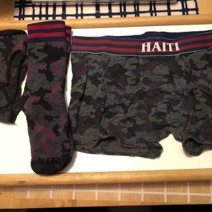 Mens RELATED GARMENTS "The Haiti Camo" Matching Boxers Socks & Liners Set Size L